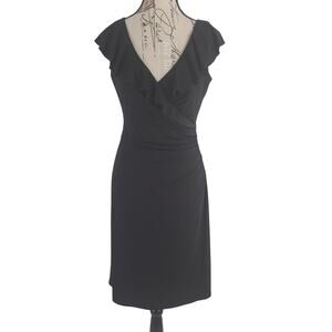 White house Black Market ruffle little black dress Y2K fairy grunge goth Size 6